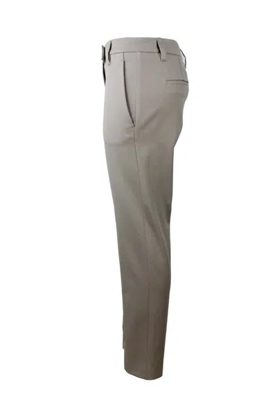 Brunello Cucinelli Cropped Stretched Trousers In Beige