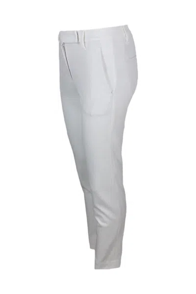 Brunello Cucinelli Garment-dyed Stretch Cotton Drill Cigarette Trousers In White