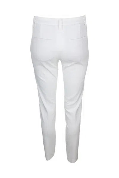 Brunello Cucinelli Garment-dyed Stretch Cotton Drill Cigarette Trousers In White