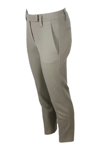 Brunello Cucinelli Cropped Stretched Trousers In Green