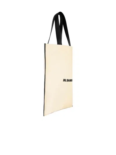 Jil Sander Beige Canvas Shopping Bag In Beige