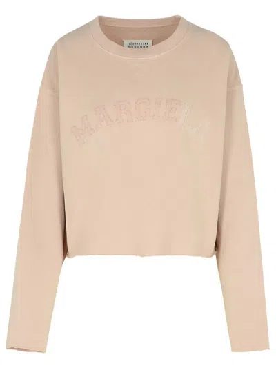 Maison Margiela Reverse Cotton Sweatshirt Nude In Beige