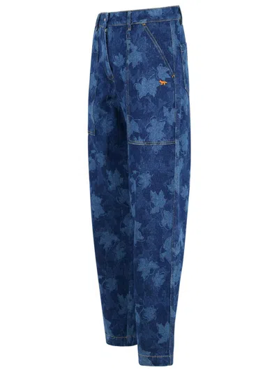 Maison Kitsuné Workwear Blue Denim Jeans In Blue