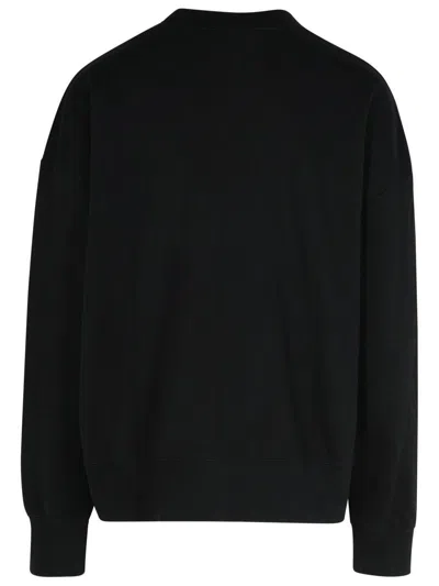 Palm Angels Black Cotton Crew Neck Sweatshirt With White Logo In Black