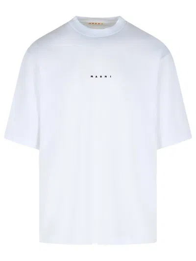 Marni White Cotton T-shirt With Logo Print In White