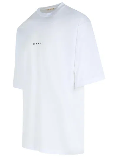 Marni White Cotton T-shirt With Logo Print In White