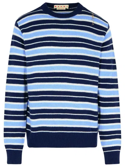 Marni Blue Virgin Wool Blend Sweatshirt Men In Blue