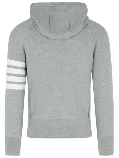 Thom Browne Mens Light Grey Striped Brand-patch Cotton-jersey Hoody In Grey