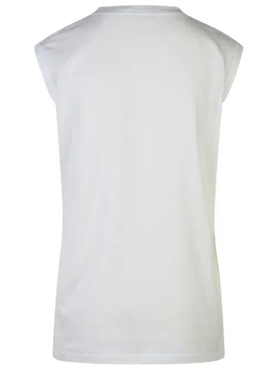 Balmain Button-detail Logo-print Tank Top In White
