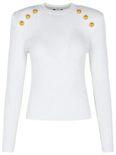 Shop Balmain White Viscose Blend Sweater