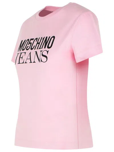 Moschino Jeans Logo Print T-shirt In Pink