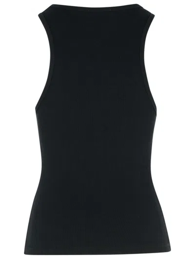 Moschino Jeans Cotton Blend Logo Tank Top In Black