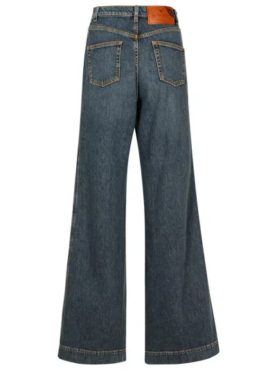 Etro High Waist Wide Leg Jeans With Contrast Stitching In Grey