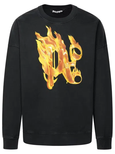 Palm Angels Sweatshirt With Front Monogram Burining In Black
