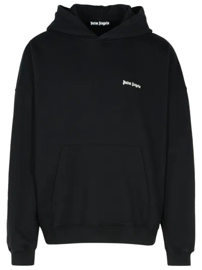 Palm Angels Brand-embroidery Kangaroo-pocket Relaxed-fit Cotton-jersey Hoody In Black