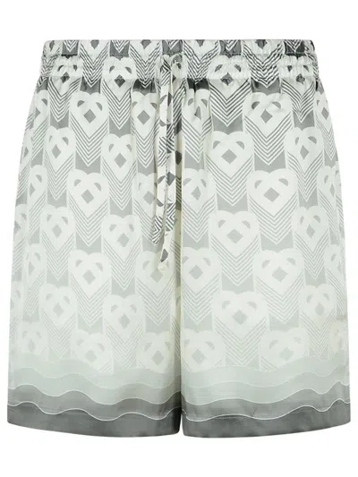 Casablanca Silk Bermuda Shorts Geometric Pattern In Grey