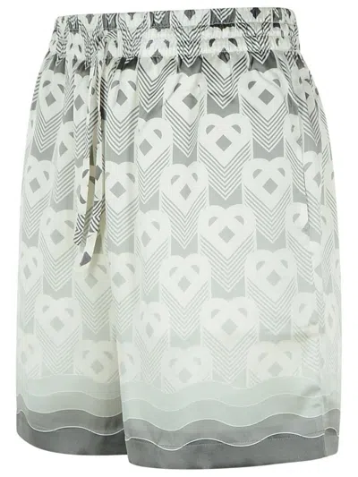 Casablanca Silk Bermuda Shorts Geometric Pattern In Grey