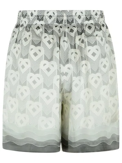 Casablanca Silk Bermuda Shorts Geometric Pattern In Grey