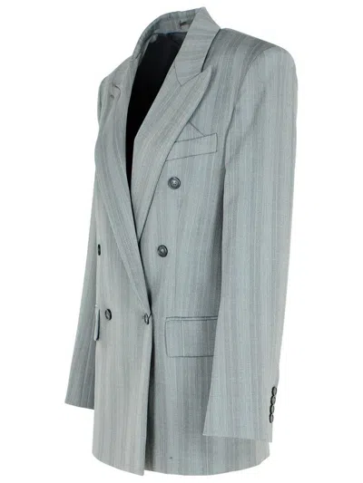 Sportmax Merlot Grey Virgin Wool Blend Blazer In Grey