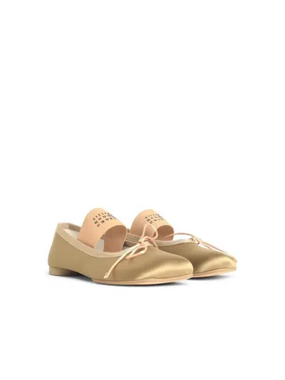 Shop Mm6 Maison Margiela Green Polyester Ballet Flats