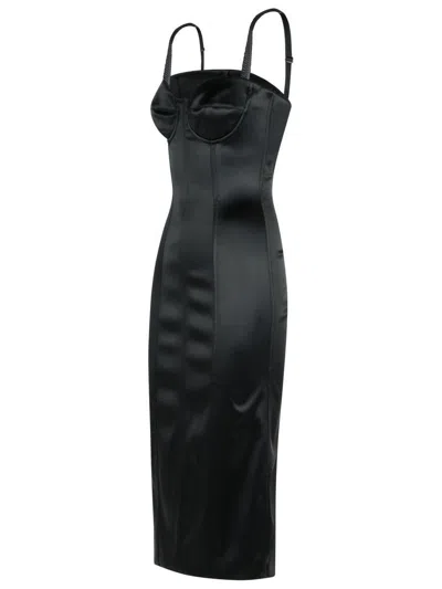 Dolce & Gabbana Jersey Midi Dress With Corset-style Bra Top In Black