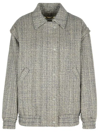 Golden Goose Grey Wool Blend Bomber Jacket In Grey