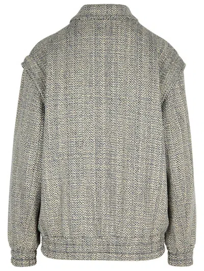 Golden Goose Grey Wool Blend Bomber Jacket In Grey