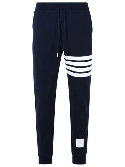Thom Browne Pantalone Jogging Con Stampa 4bar Stripe In Blue