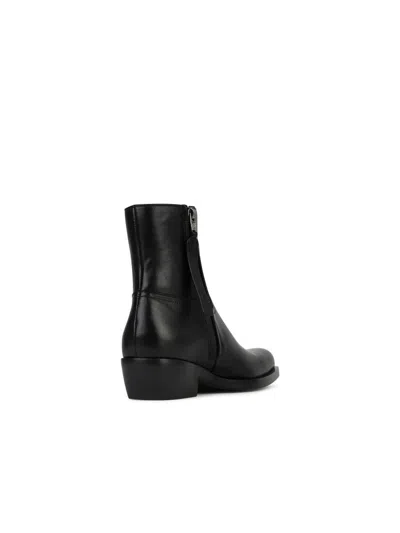Versace Black Leather Ankle Boots In Black