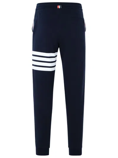 Thom Browne Pantalone Jogging Con Stampa 4bar Stripe In Blue