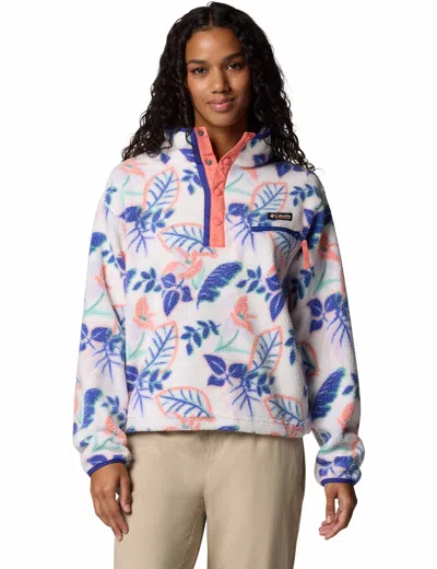 Columbia Women's Helvetia Ii Cropped Sherpa Half Snap Printed Fleece In White