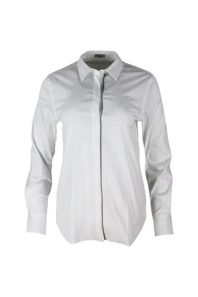 Brunello Cucinelli Shirt In Stretch Cotton In White