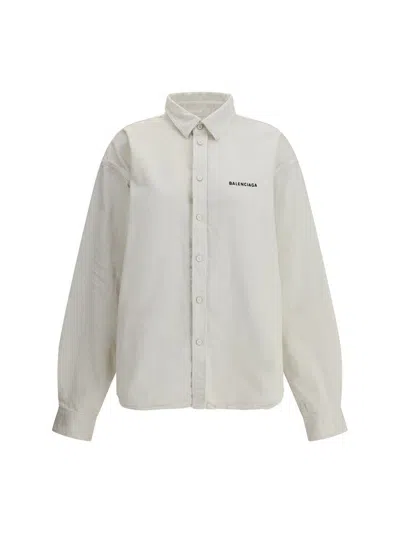 Balenciaga Cotton Shirt With Pockets And Collar In Beige
