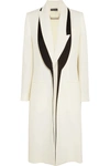 Alexander Mcqueen Asymmetric-lapel One-button Long Coat, Silk White/black