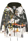 PRADA PRINTED SILK-FAILLE HOODED JACKET