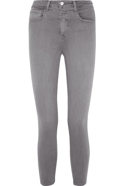 L Agence The Margot Cropped High-rise Skinny Jeans In Grey