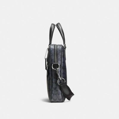 Shop Coach Hudson 5 Bag In Signature Coated Canvas In : Black Antique Nickel/charcoal