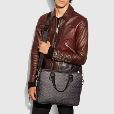 Shop Coach Hudson 5 Bag In Signature Coated Canvas In : Black Antique Nickel/charcoal