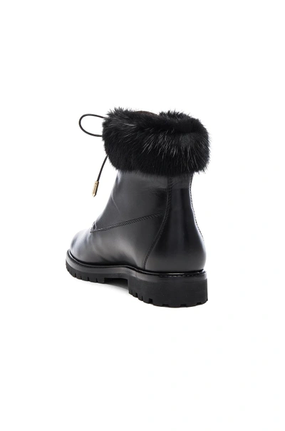 Shop Aquazzura Leather Heilbrunner Boots With Mink Fur In Black