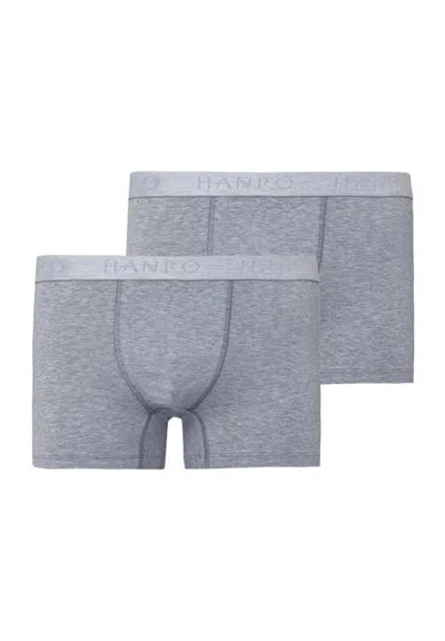 Hanro Cotton Essentials 2-pack Cotton Boxer Briefs In Light Melange