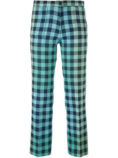 Victoria Victoria Beckham Cropped Gingham Wool-blend Straight-leg Pants In Pale Miet