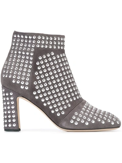 Christopher Kane Stud-embellished Suede Ankle Boots In Lead