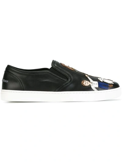 Dolce & Gabbana Family Patch Slip-on Trainers In Black