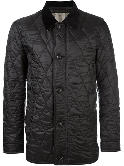 Burberry Gransworth Leather Elbow Patch Quilted Jacket In Black | ModeSens