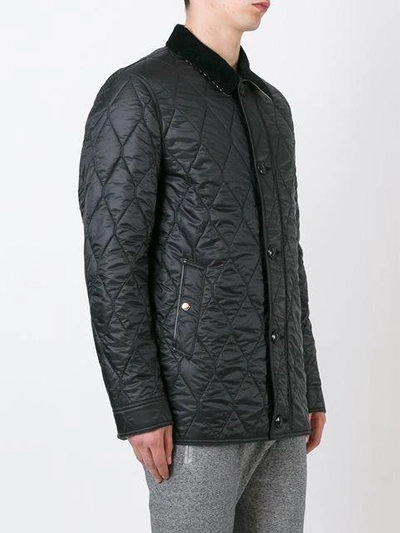 Burberry Gransworth Leather Elbow Patch Quilted Jacket In Black | ModeSens