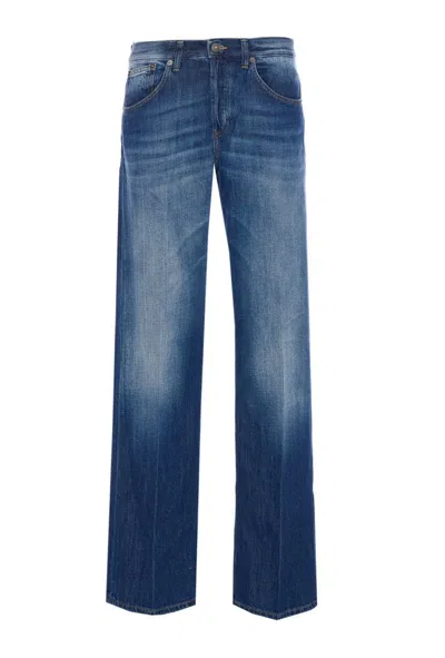 Dondup Regular Fit Faded Effect Trousers In Blue