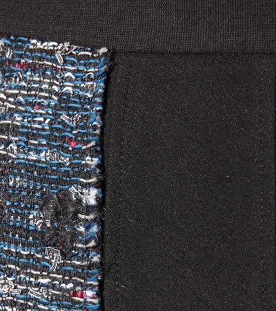Shop Diane Von Furstenberg Maison Pleated Crêpe And Tweed Miniskirt In Black