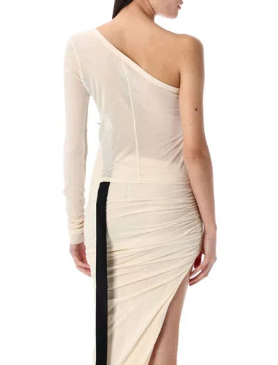 Rick Owens Drkshdw Asymmetrical Single Shoulder Ziggy Top In Beige