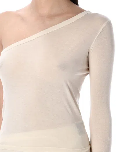 Rick Owens Drkshdw Asymmetrical Single Shoulder Ziggy Top In Beige