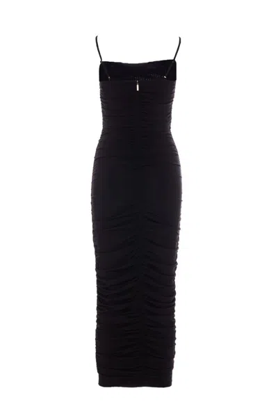 Michael Kors Form-fitting Midi Dress With Spaghetti Straps In Black